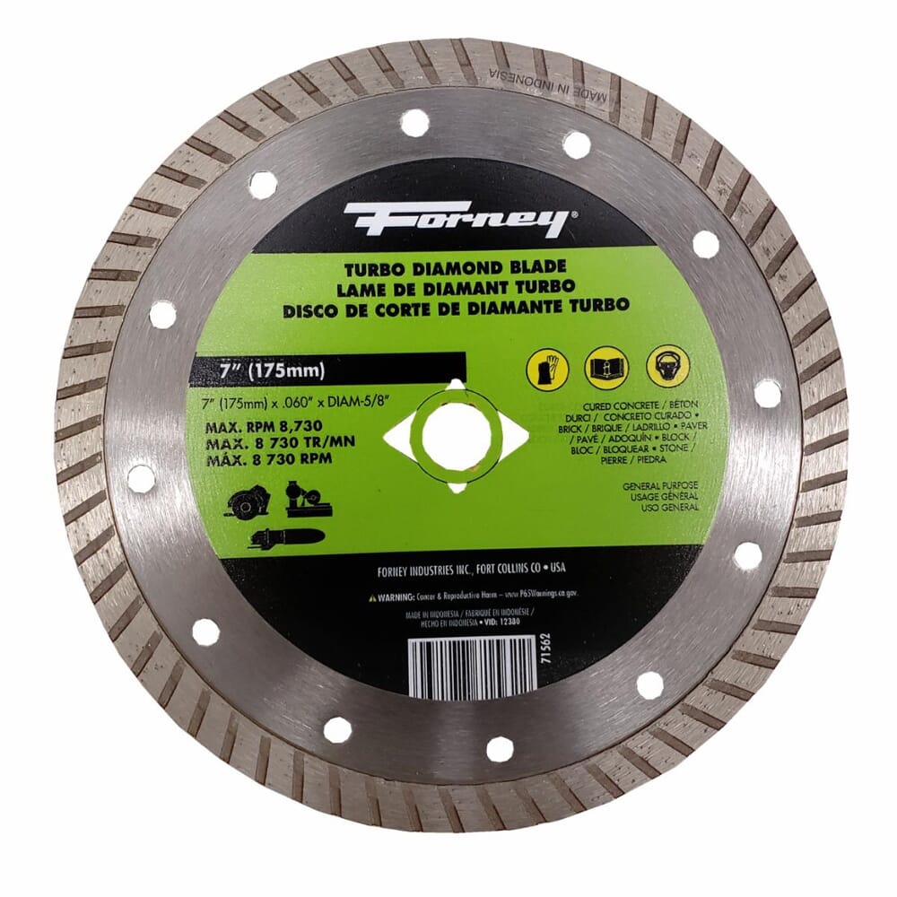 Diamond Cut-Off Blade, Turbo, 7 in