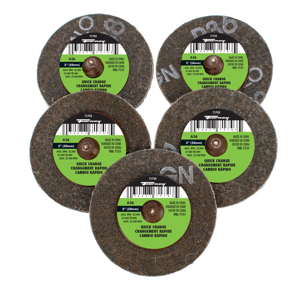 Quick Change Sanding Disc, 36 Grit, 2 in (5-pack of Forney®  71743)