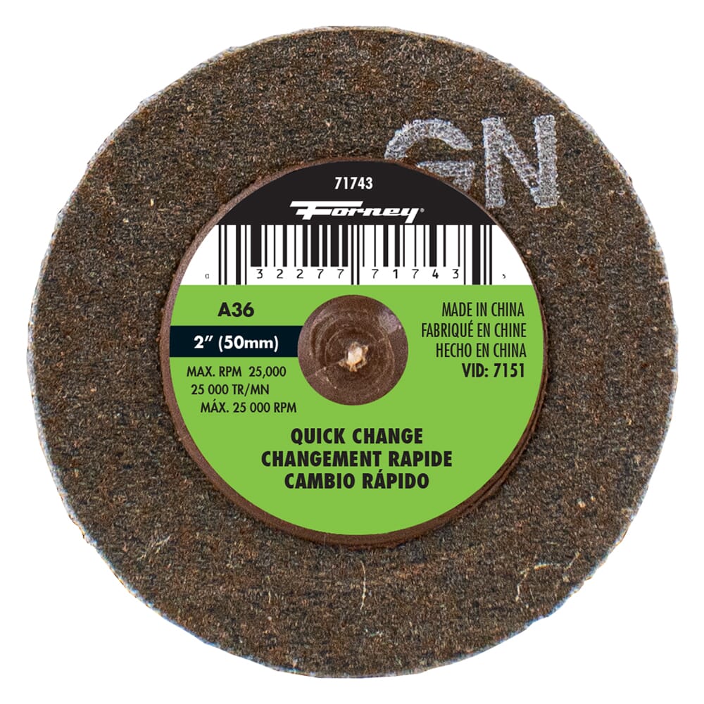 Quick Change Sanding Disc, 36 Grit, 2 in (5-pack of Forney®  71743)