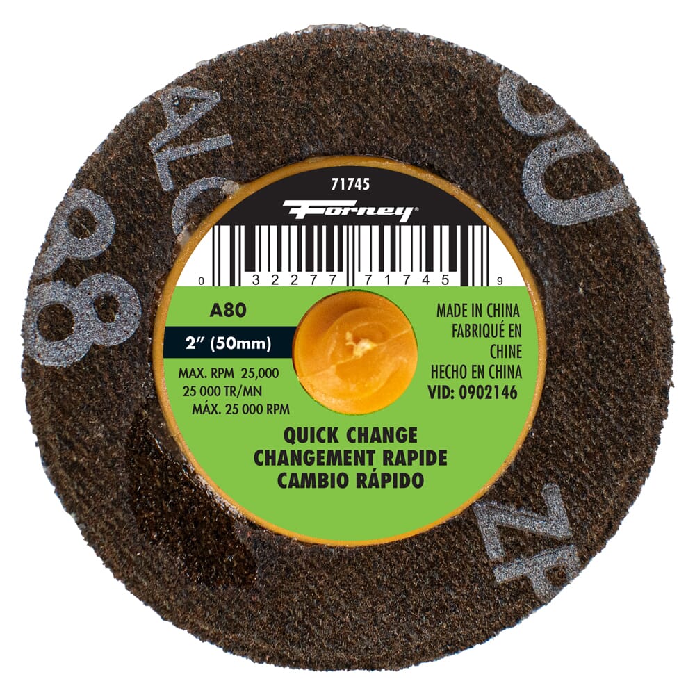 Quick Change Sanding Disc, 80 Grit, 2 in (5-pack of Forney®  71745)
