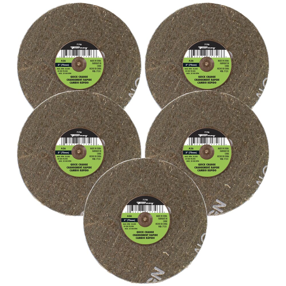 Quick Change Sanding Disc, 36 Grit, 3 in (5-pack of Forney®  71746)