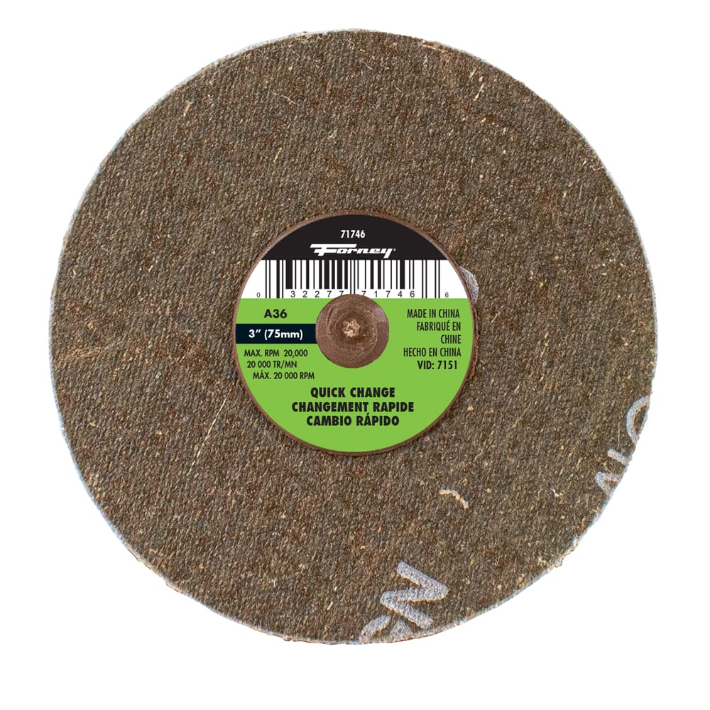Quick Change Sanding Disc, 36 Grit, 3 in (5-pack of Forney®  71746)