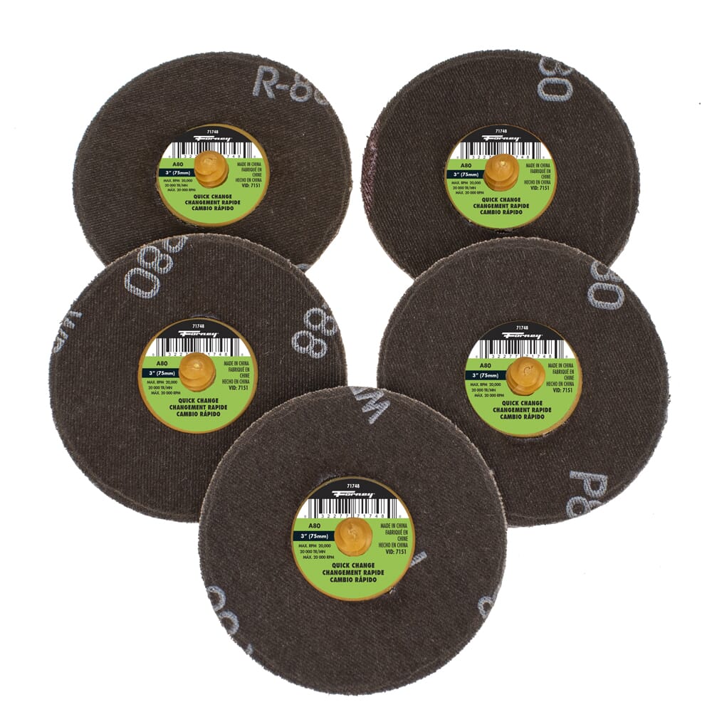 Quick Change Sanding Disc, 80 Grit, 3 in (5-pack of Forney®  71748)