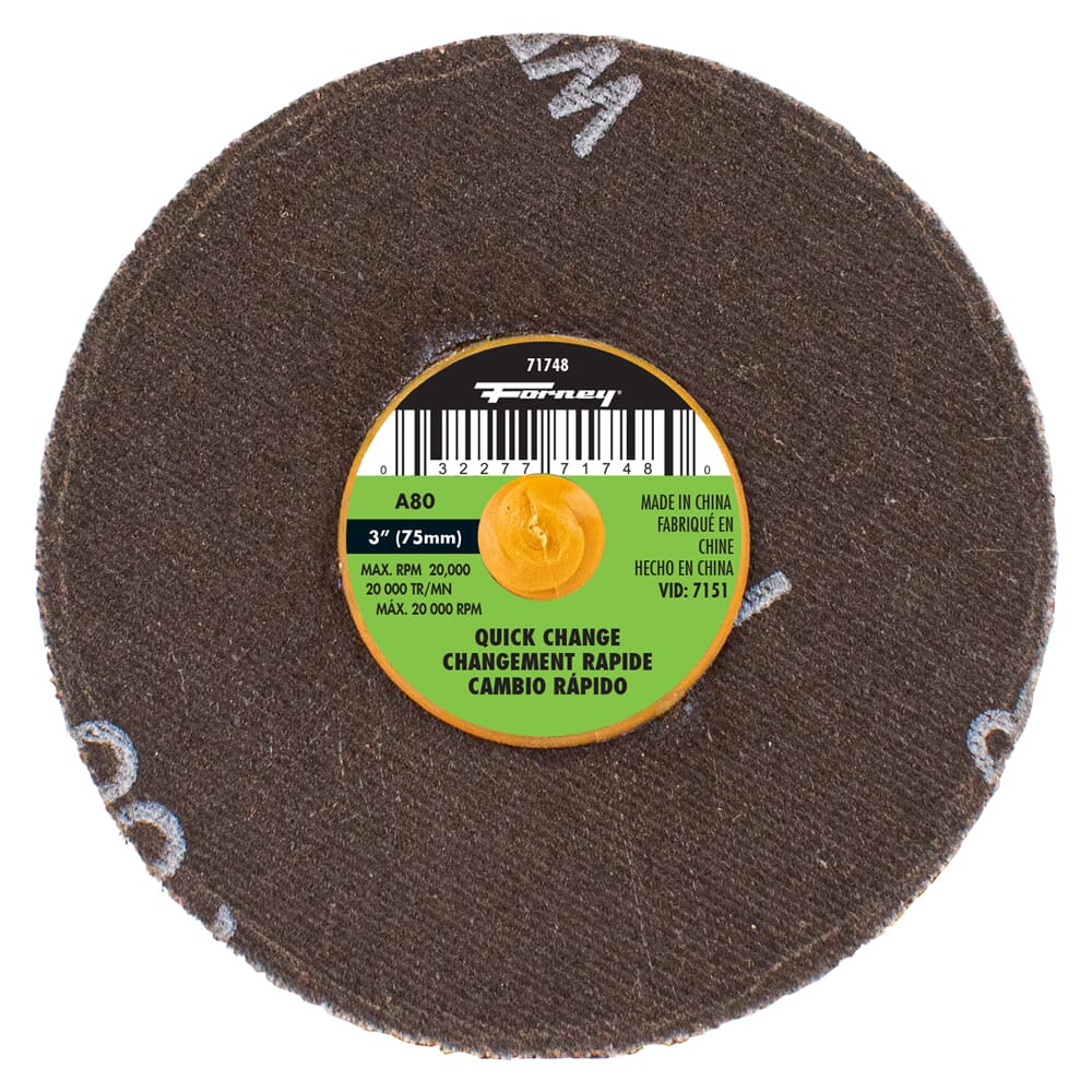 Quick Change Sanding Disc, 80 Grit, 3 in (5-pack of Forney®  71748)