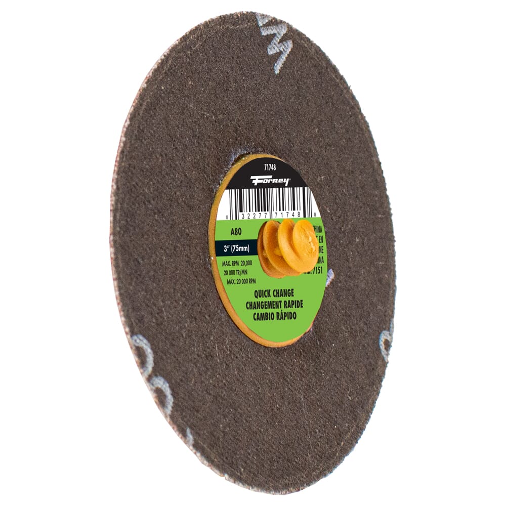 Quick Change Sanding Disc, 80 Grit, 3 in (5-pack of Forney®  71748)