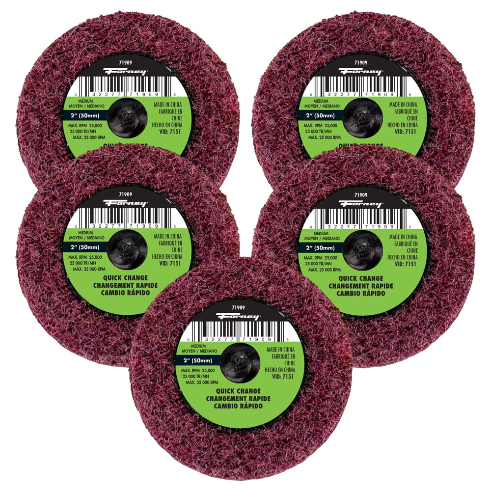 Quick Change Surface Prep Pad, Medium Grit, 2 in (5-Pack of Forney®  71909)