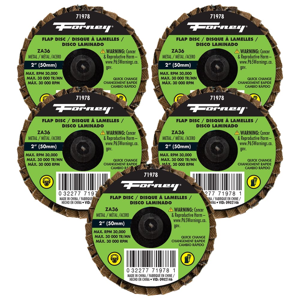 Quick Change Flap Disc, 36 Grit, 2 in (5-Pack of Forney®  71978)