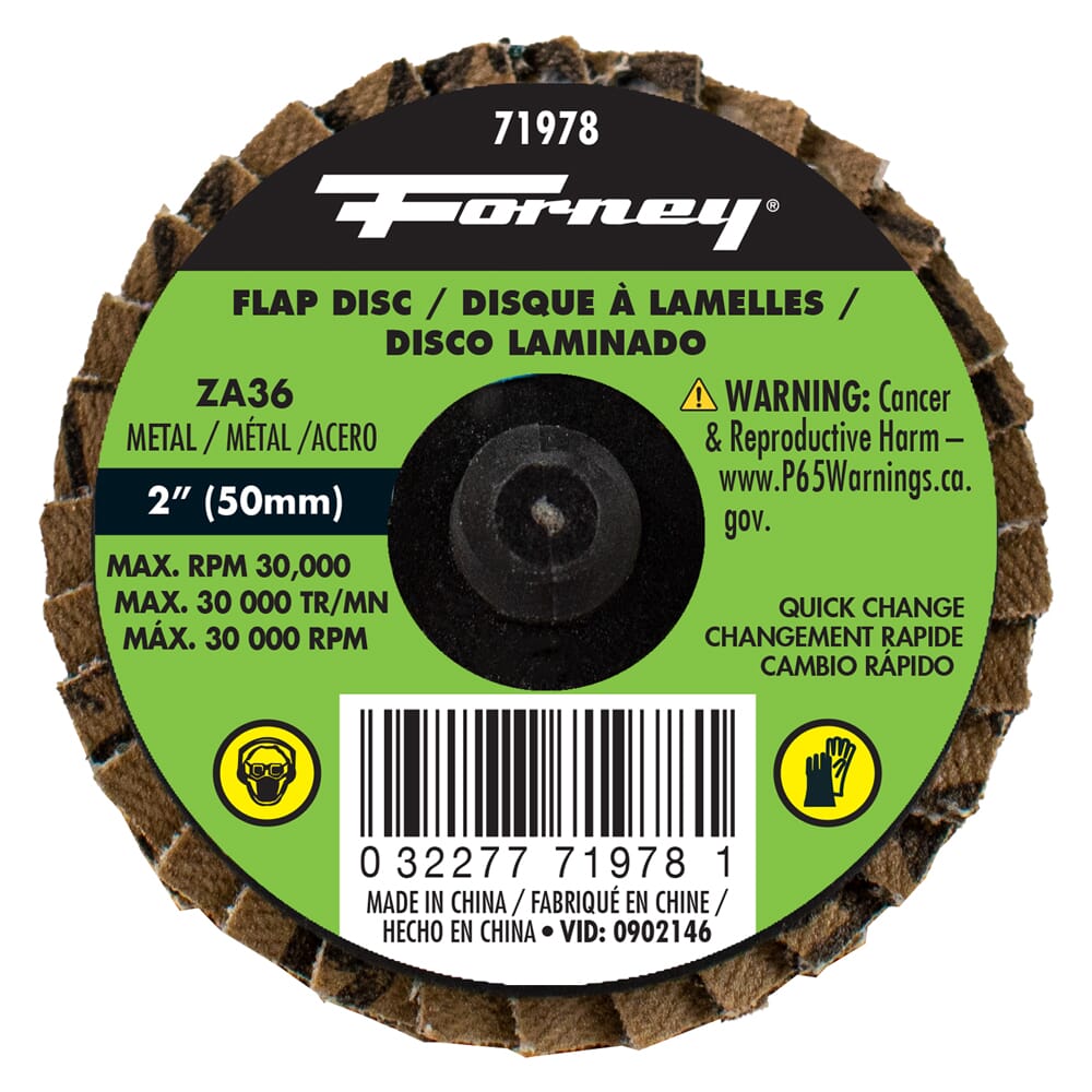 Quick Change Flap Disc, 36 Grit, 2 in (5-Pack of Forney®  71978)