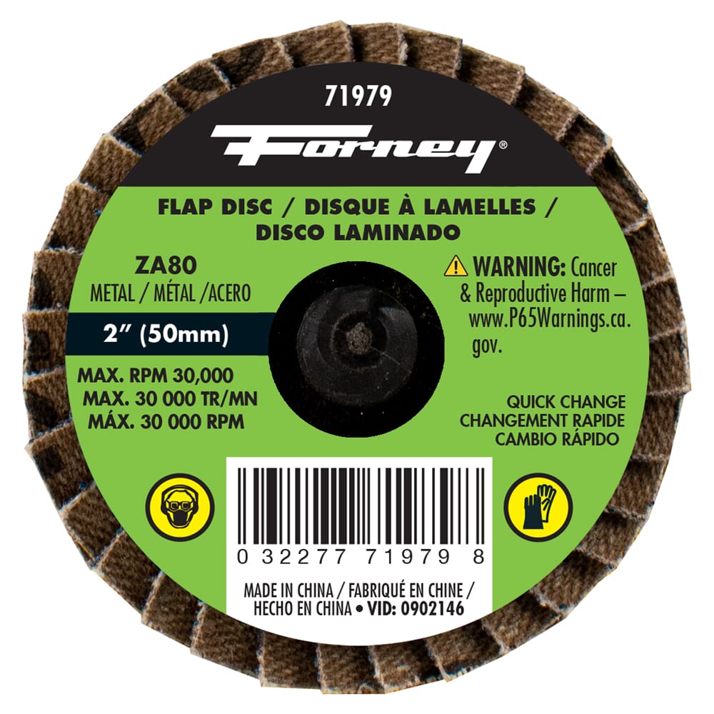 Quick Change Flap Disc, 80 Grit, 2 in (5-Pack of Forney®  71979)