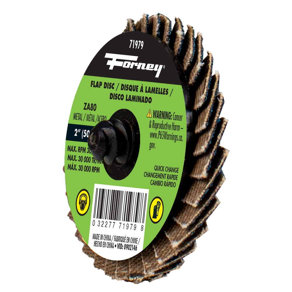 Quick Change Flap Disc, 80 Grit, 2 in (5-Pack of Forney®  71979)