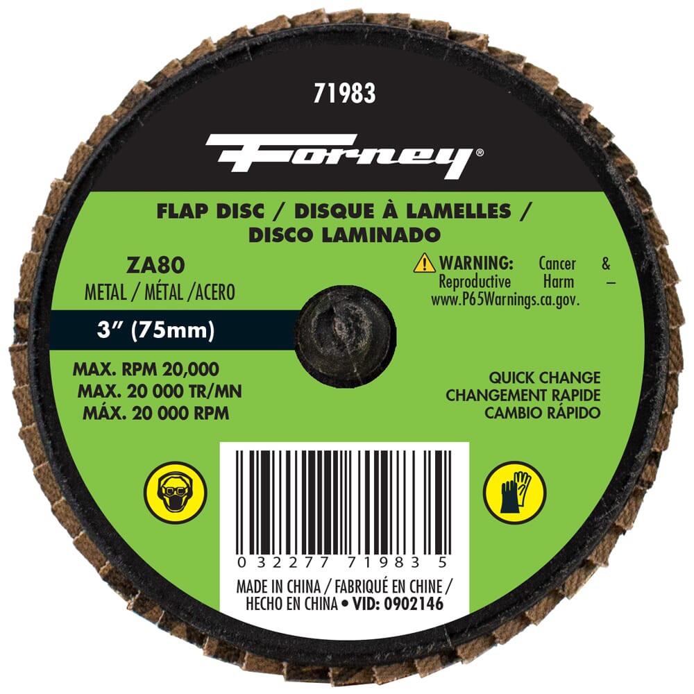 Quick Change Flap Disc, 80 Grit, 3 in (5-Pack of Forney®  71983)