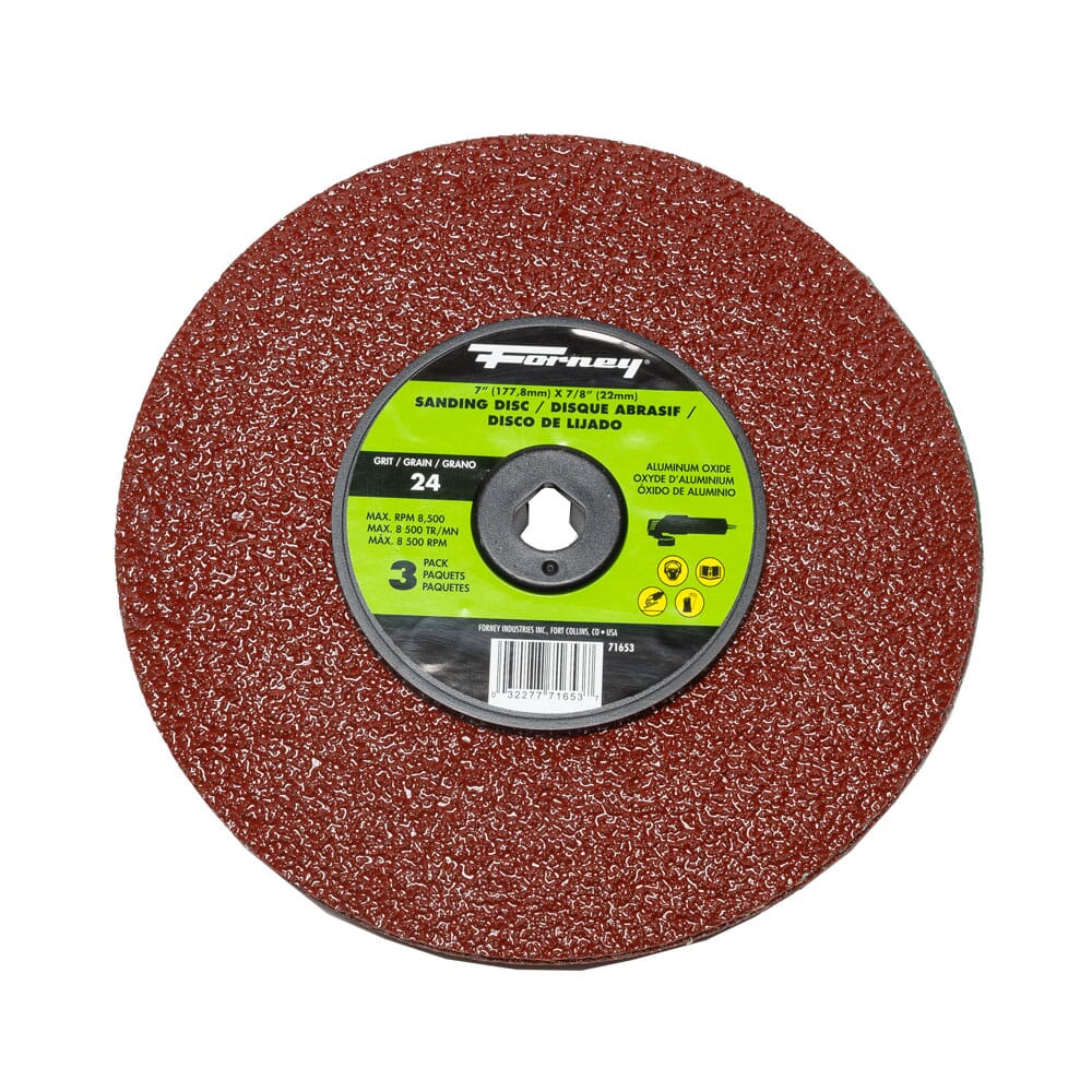 Resin Fibre Sanding Disc, Aluminum Oxide, 7 in x 7/8 in Arbor, 24 Grit