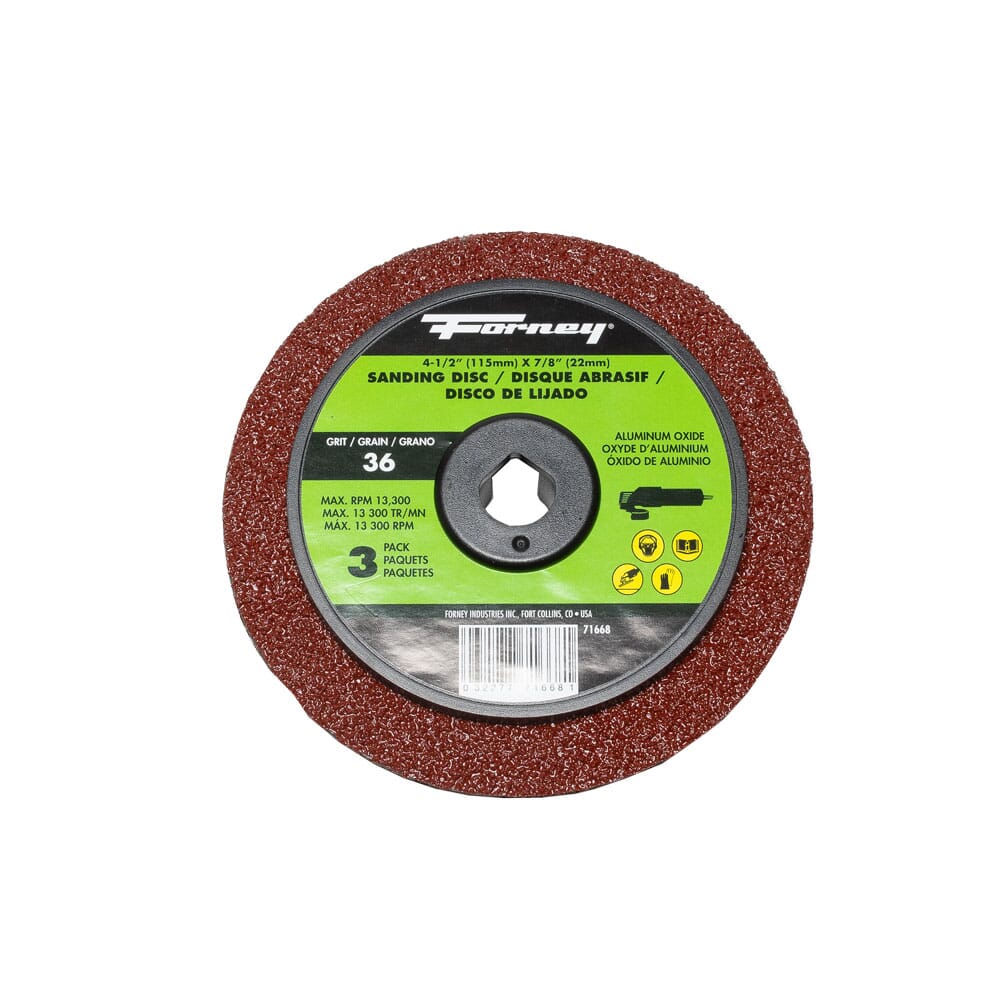 Resin Fibre Sanding Disc, Aluminum Oxide, 4-1/2 in x 7/8 in Arbor, 36 Grit