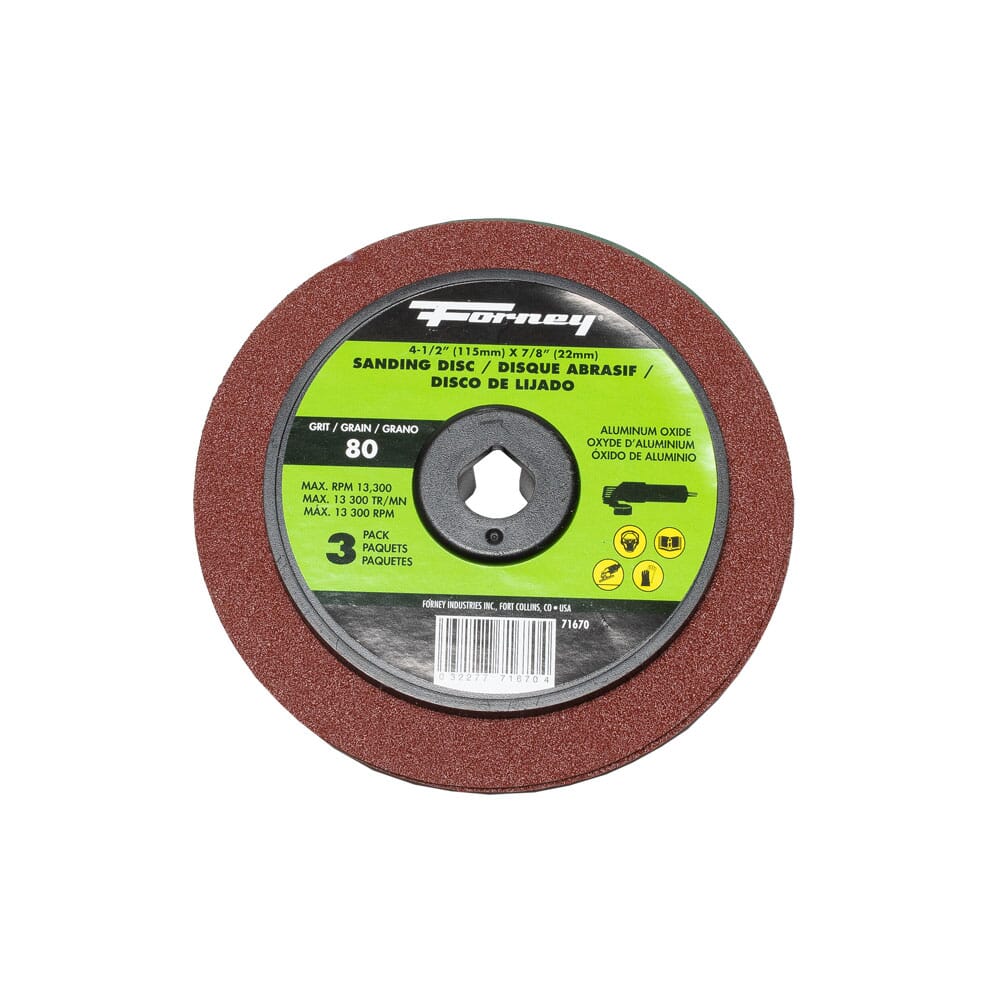 Resin Fibre Sanding Disc, Aluminum Oxide, 4-1/2 in x 7/8 in Arbor, 80 Grit
