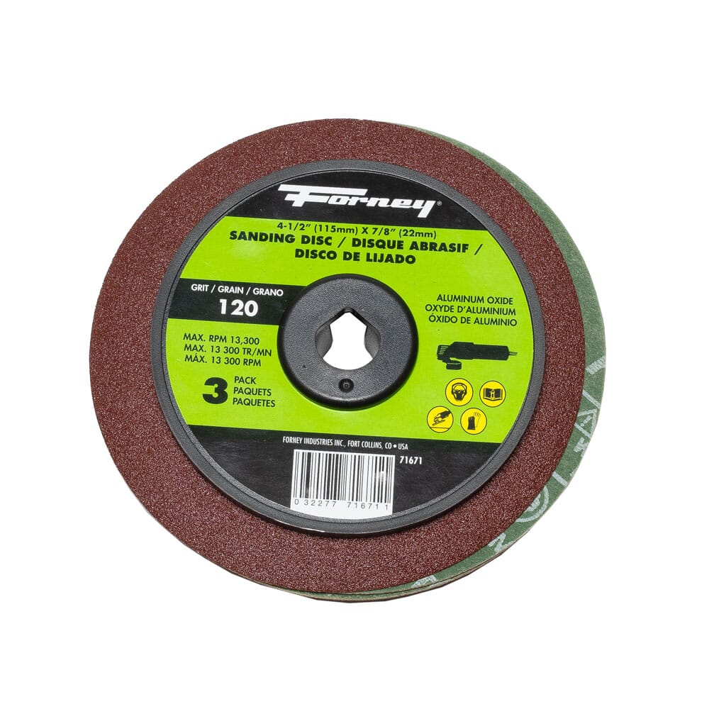 Resin Fibre Sanding Disc, Aluminum Oxide, 4-1/2 in x 7/8 in Arbor, 120 Grit