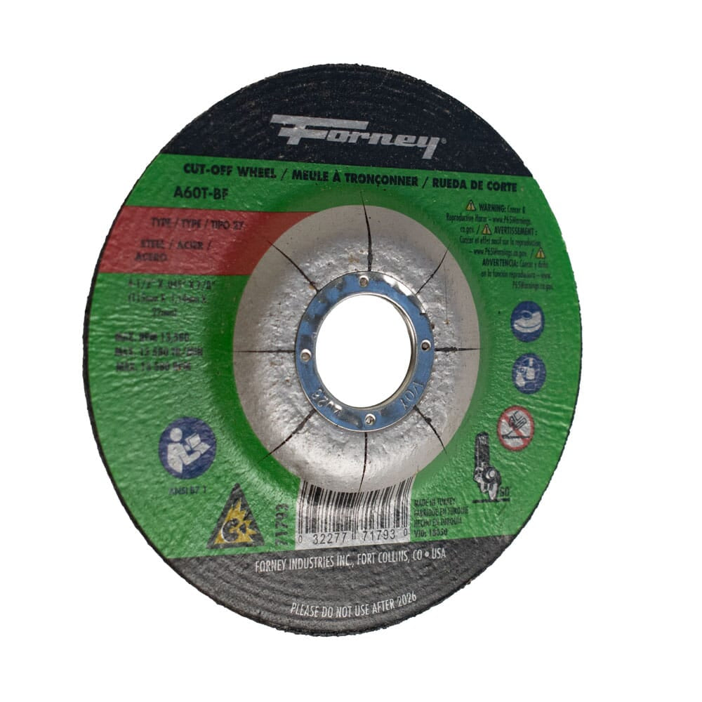 Cut-Off Wheel, Metal, Type 27, 4-1/2 in x .045 in x 7/8 in