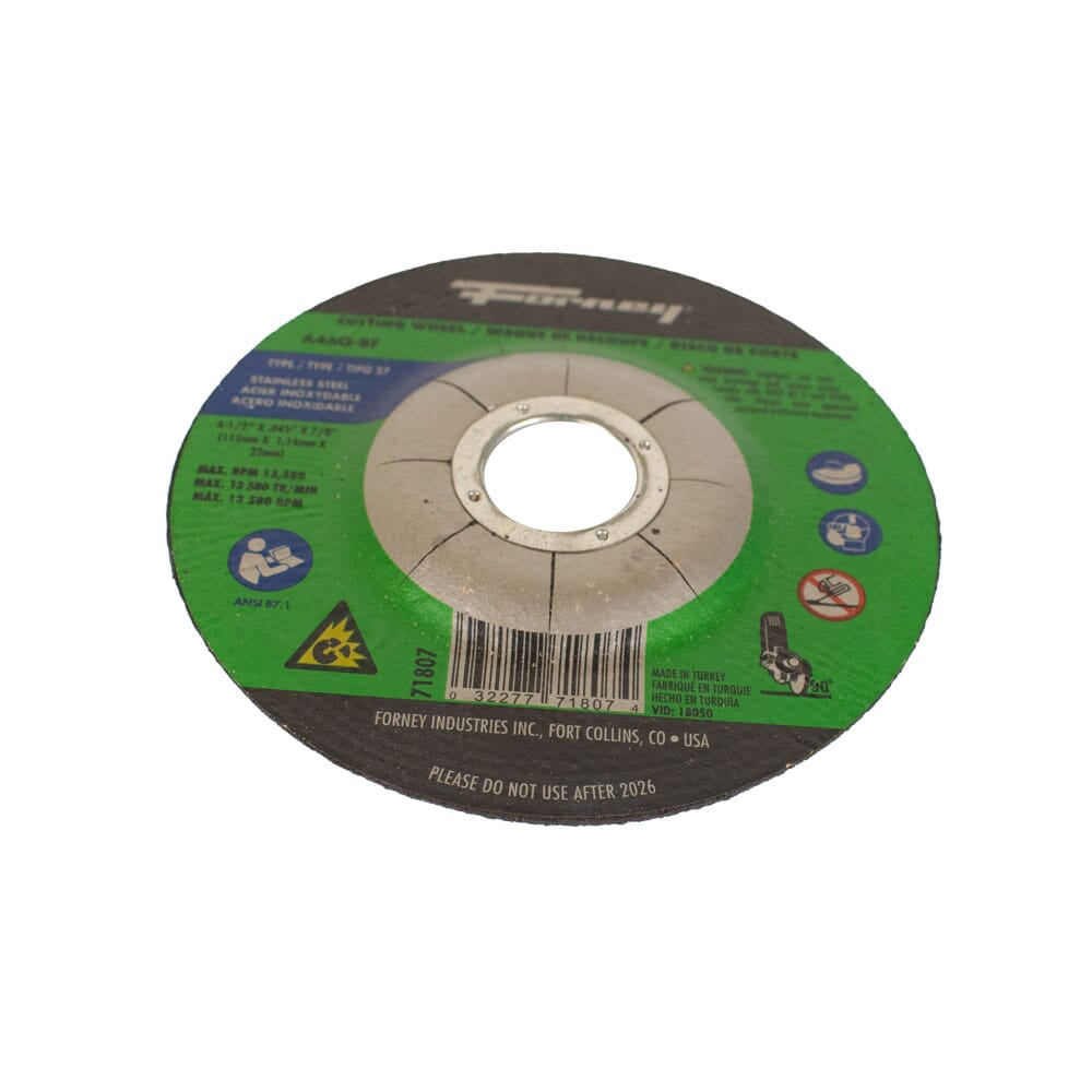 Cut-Off Wheel, Stainless, Type 27, 4-1/2 in x .045 in x 7/8 in