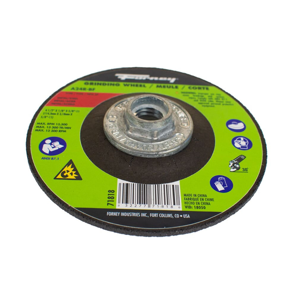 Grinding Wheel, Metal, Type 27, 4-1/2 in x 1/8 in x 5/8 in-11