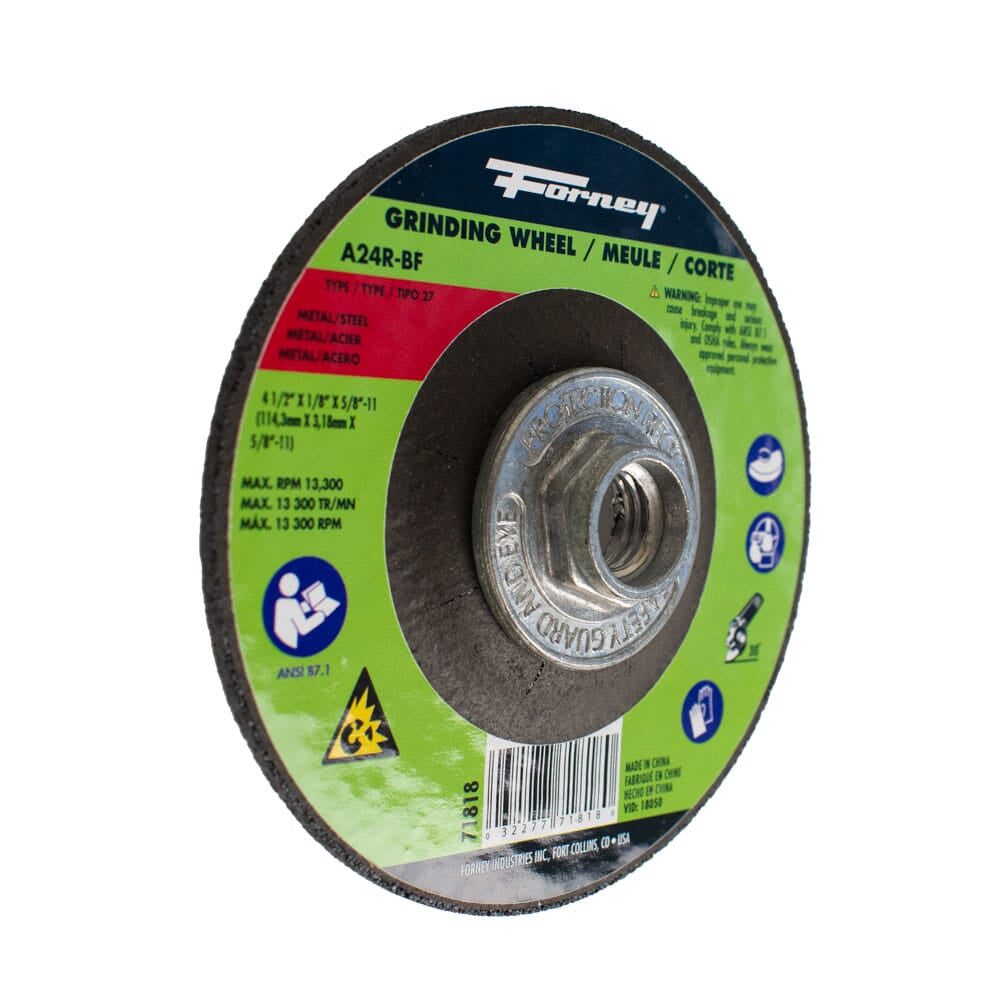 Grinding Wheel, Metal, Type 27, 4-1/2 in x 1/8 in x 5/8 in-11