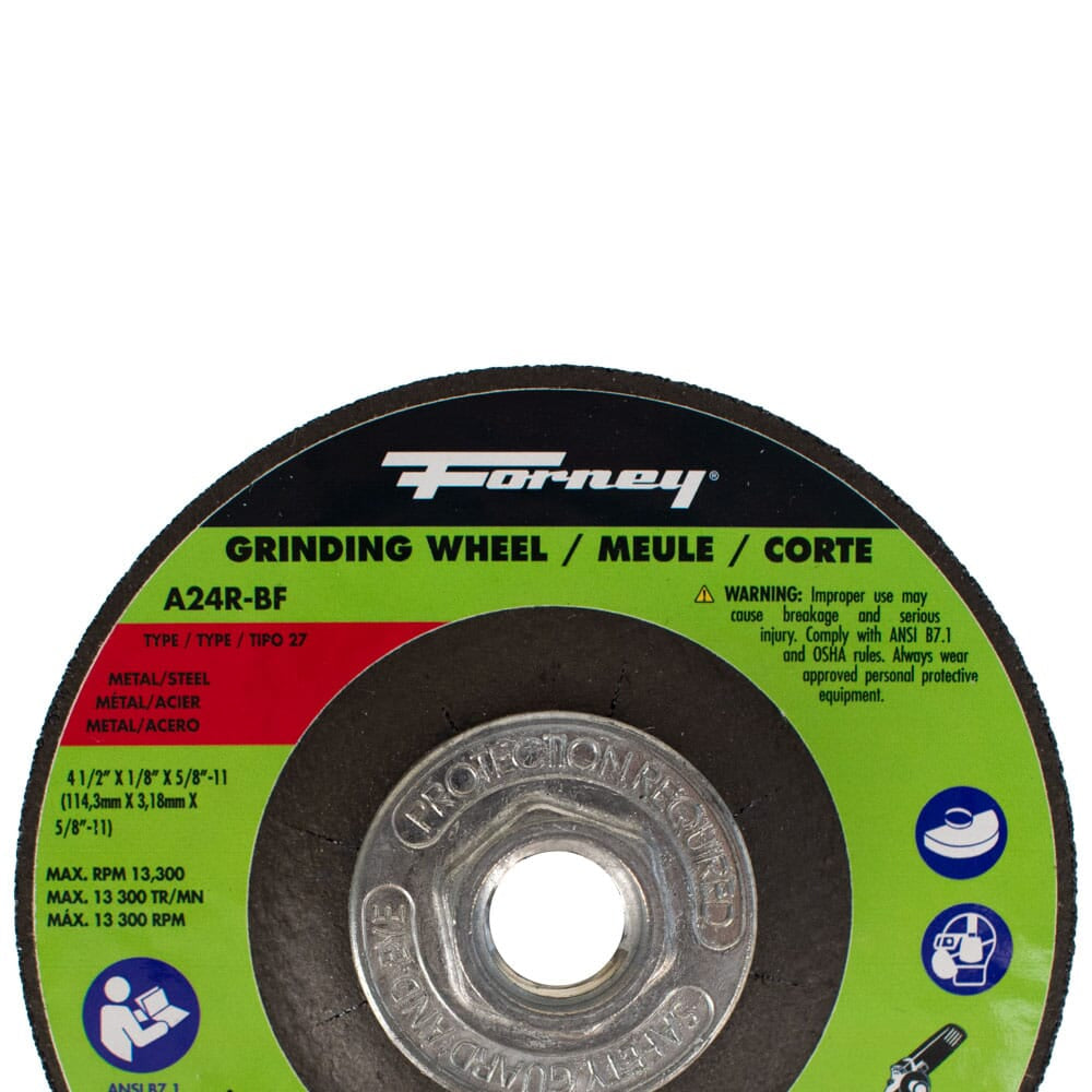 Grinding Wheel, Metal, Type 27, 4-1/2 in x 1/8 in x 5/8 in-11