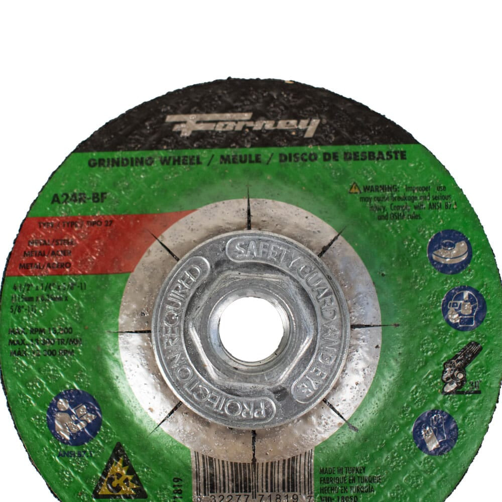 Grinding Wheel, Metal, Type 27, 4-1/2 in x 1/4 in x 5/8 in-11