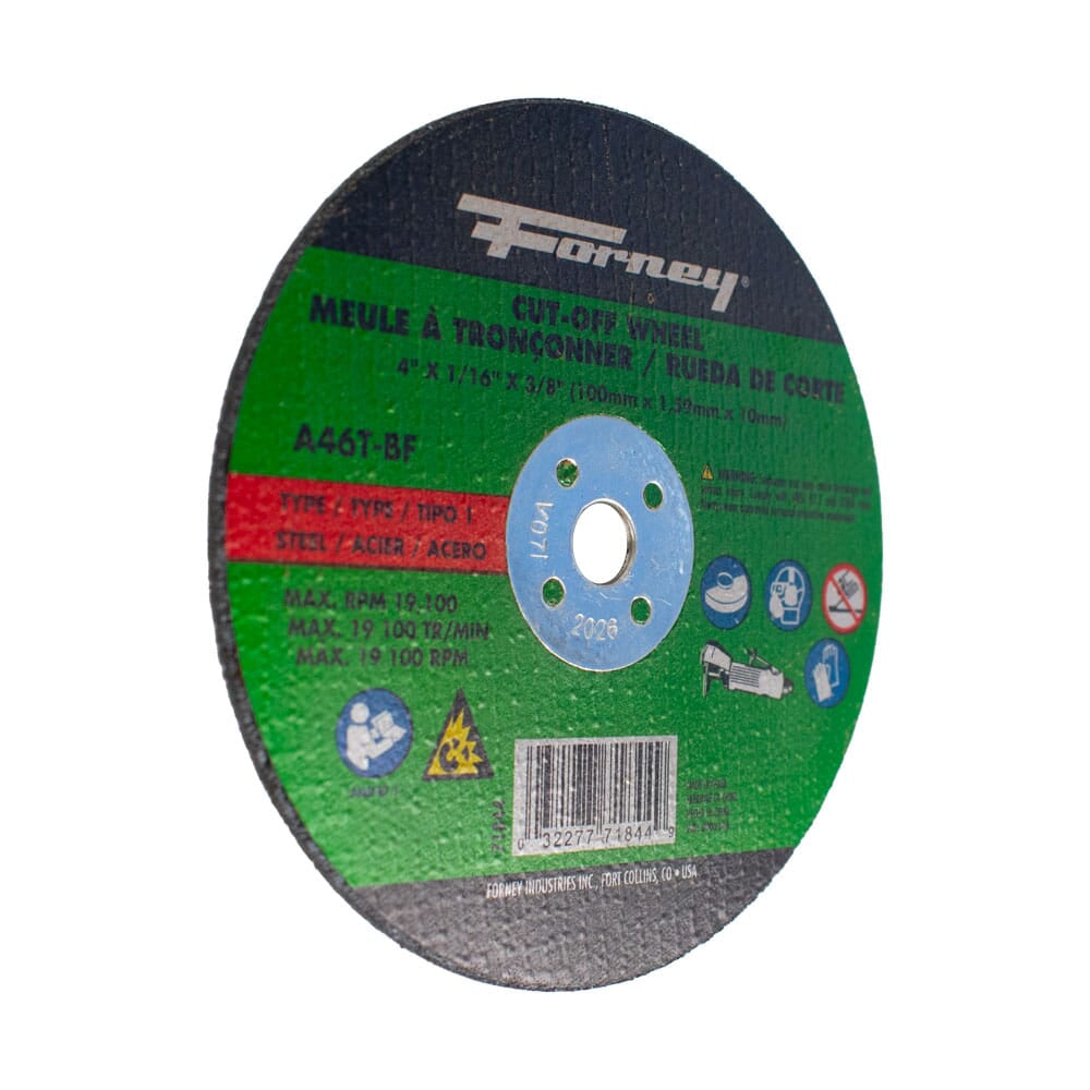Cut-Off Wheel, Metal, Type 1, 4 in x 1/16 in x 3/8 in