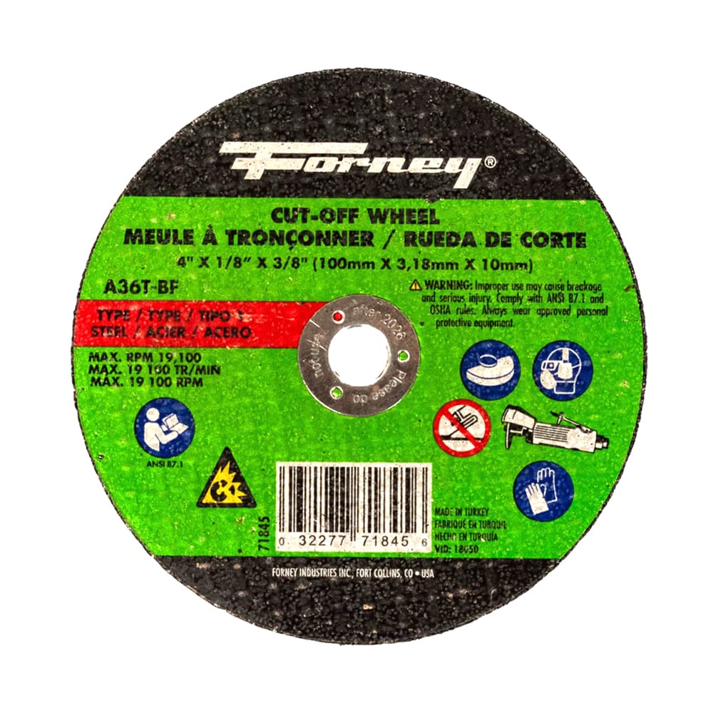 Cut-Off Wheel, Metal, Type 1, 4 in x 1/8 in x 3/8 in
