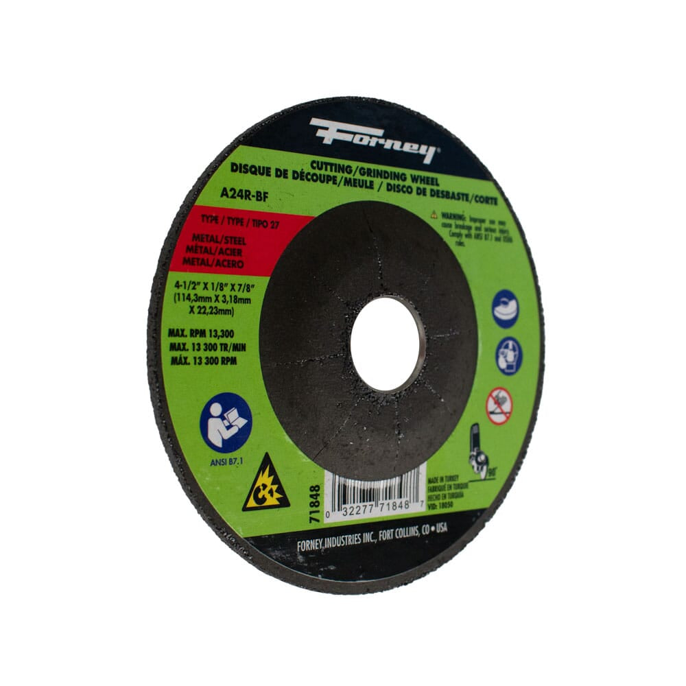 Cut-Off Wheel, Metal, Type 27, 4-1/2 in x 1/8 in x 7/8 in