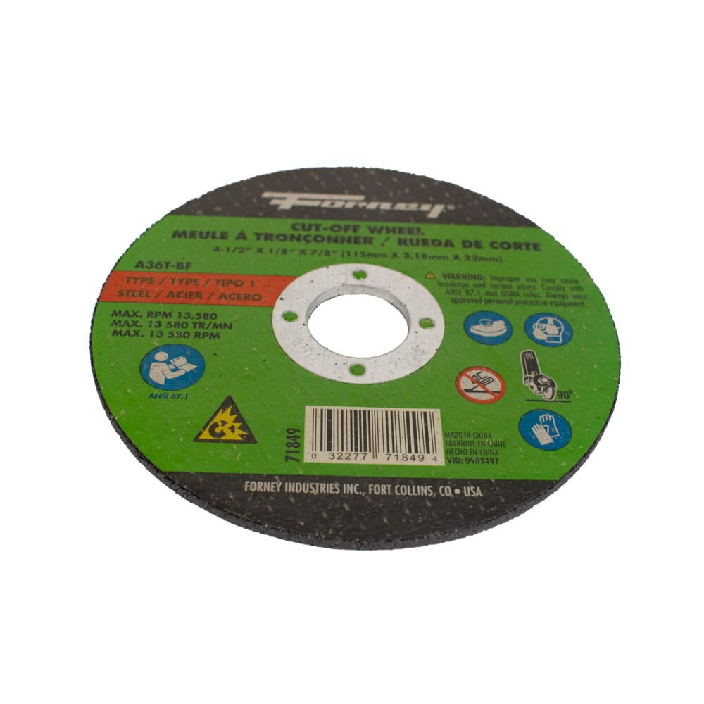 Cut-Off Wheel, Metal, Type 1, 4-1/2 in x 1/8 in x 7/8 in