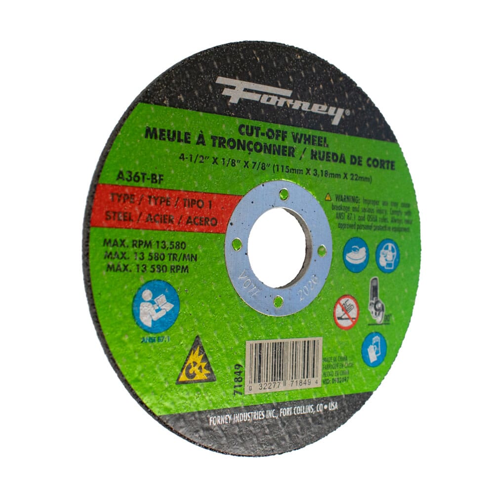 Cut-Off Wheel, Metal, Type 1, 4-1/2 in x 1/8 in x 7/8 in