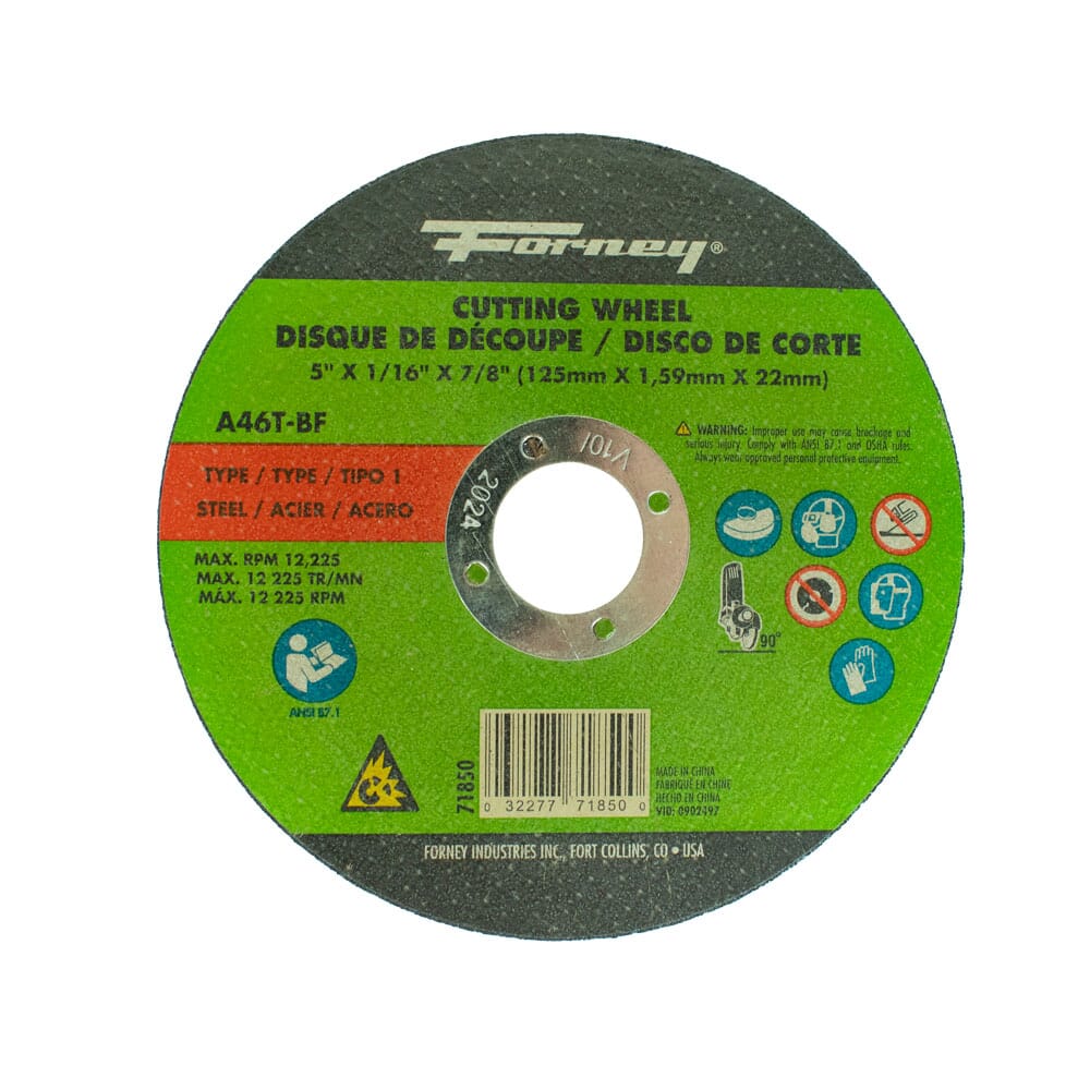Cut-Off Wheel, Metal, Type 1, 5 in x 1/16 in x 7/8 in