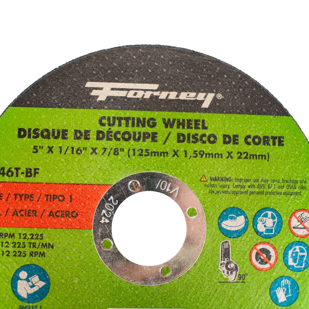 Cut-Off Wheel, Metal, Type 1, 5 in x 1/16 in x 7/8 in