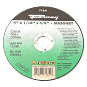 Cutting Wheel, Masonry, Type 1, 4 in x 1/16 in x 5/8 in