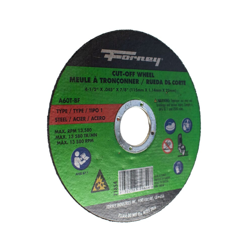 Cut-Off Wheel, Metal, Type 1, 4-1/2 in x .045 in x 7/8 in