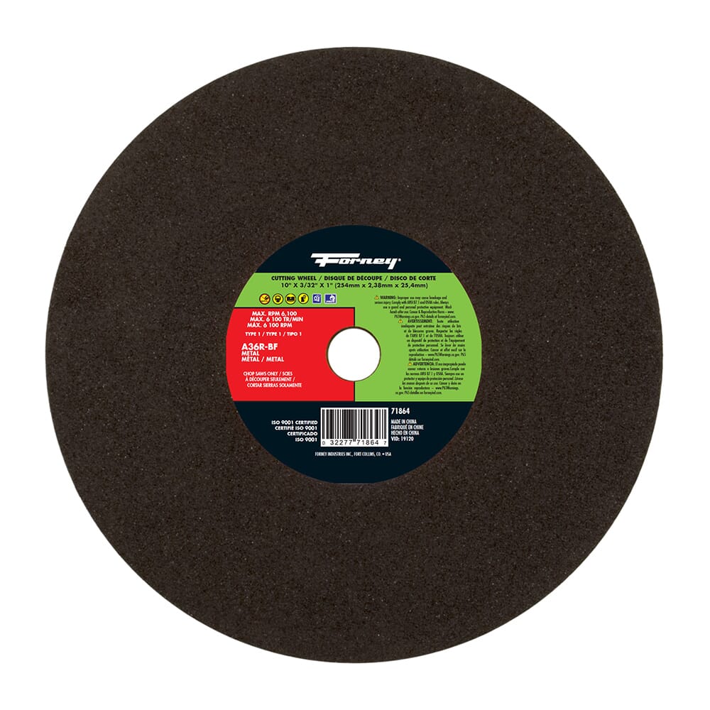 Cutting Wheel, Metal, Type 1, 10 in x 3/32 in x 1 in