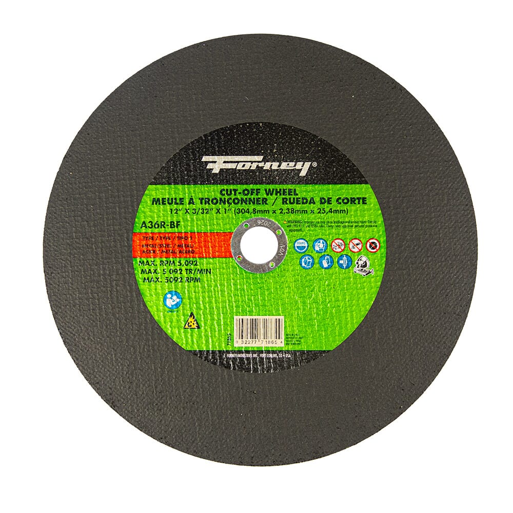 Cutting Wheel, Metal, Type 1, 12 in x 3/32 in x 1 in