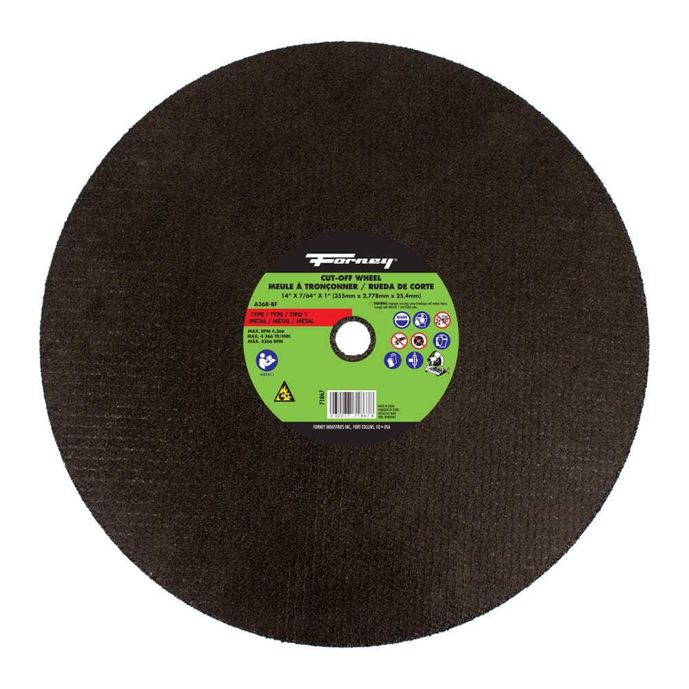 Cut-Off Wheel, Metal, Type 1, 14 in x 7/64 in x 1 in