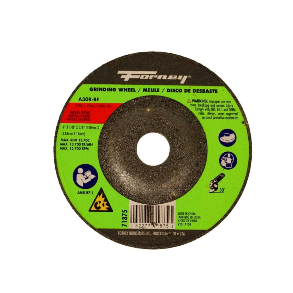 Grinding Wheel, Metal, Type 27, 4 in x 1/8 in x 5/8 in