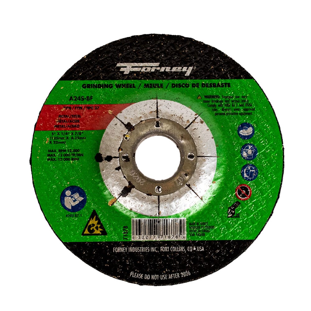 Grinding Wheel, Metal, Type 27, 5 in x 1/4 in x 7/8 in