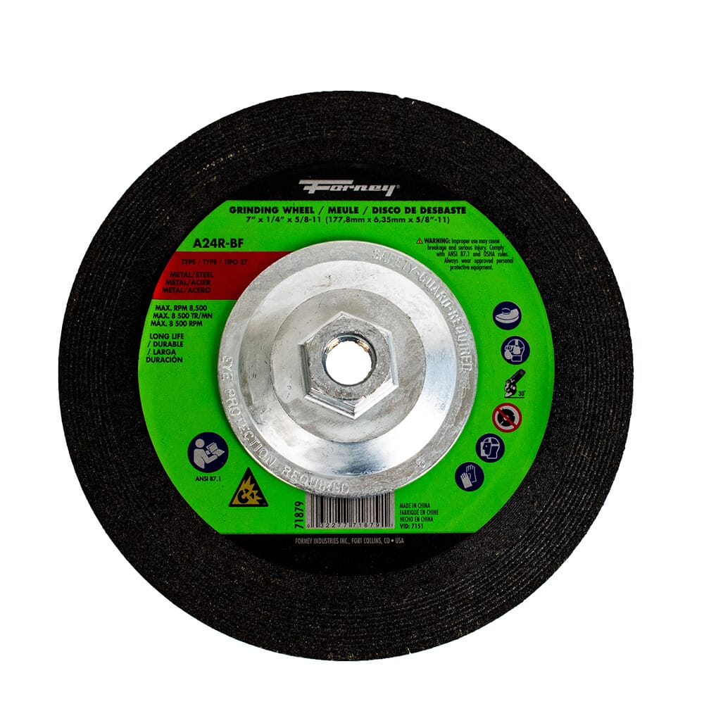 Grinding Wheel, Metal, Type 27, 7 in x 1/4 in x 5/8 in-11