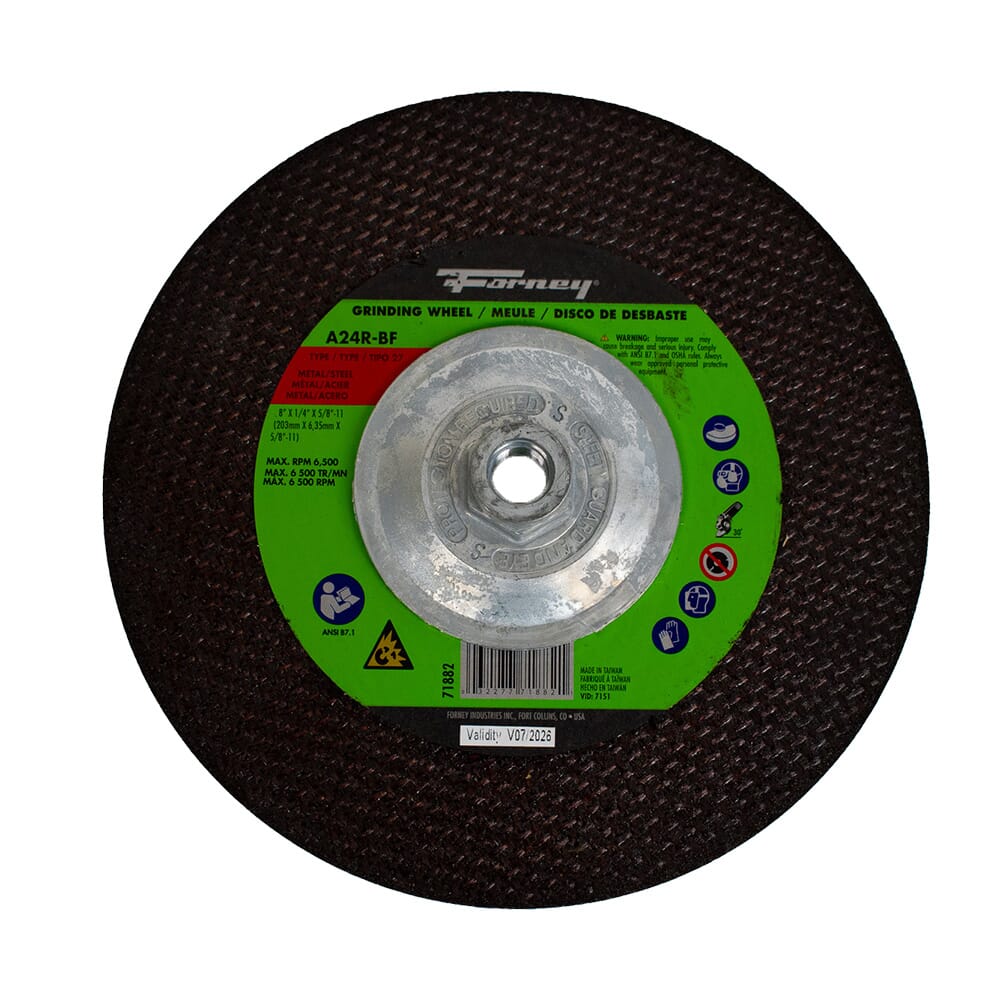 Grinding Wheel, Metal, Type 27, 8 in x 1/4 in x 5/8 in-11