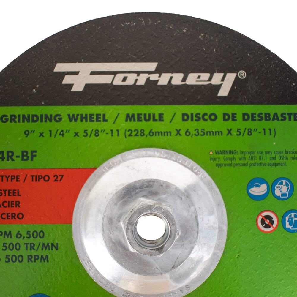 Grinding Wheel, Metal, Type 27, 9 in x 1/4 in x 5/8 in-11