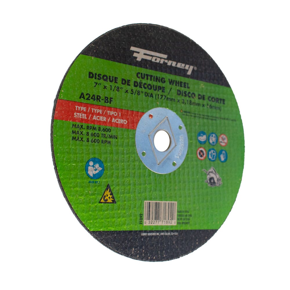 Cut-Off Wheel, Metal, Type 1, 7 in x 1/8 in x 5/8 in