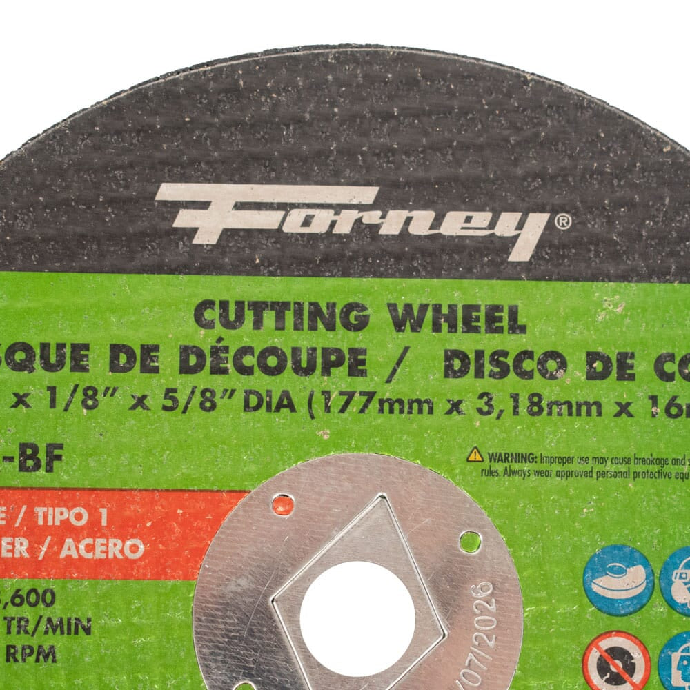 Cut-Off Wheel, Metal, Type 1, 7 in x 1/8 in x 5/8 in