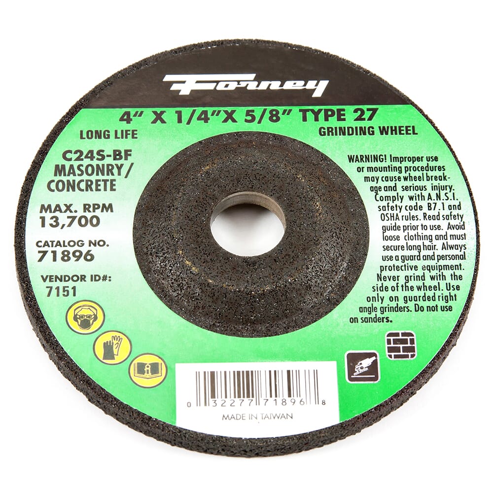 Grinding Wheel, Masonry, Type 27, 4 in x 1/4 in x 5/8 in
