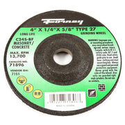 Grinding Wheel, Masonry, Type 27, 4 in x 1/4 in x 5/8 in