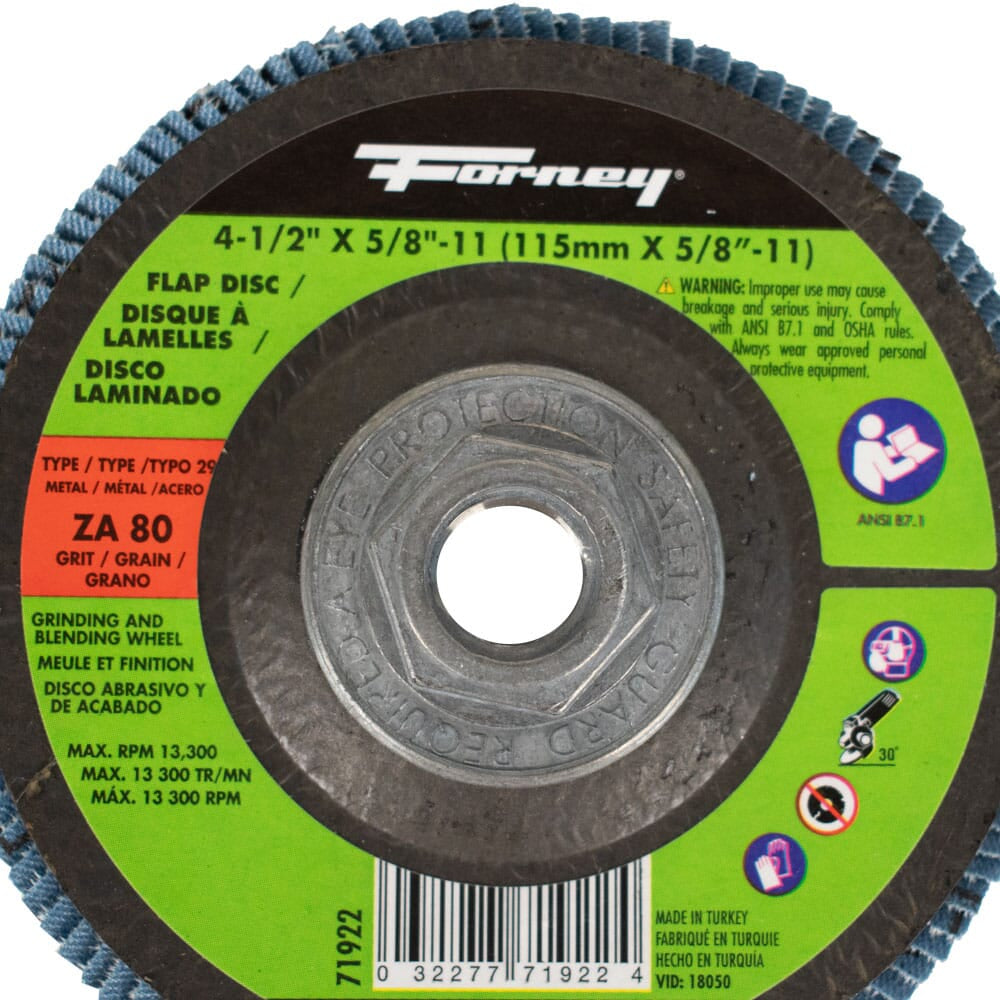 Flap Disc, High Density, Type 29, 4-1/2 in x 5/8 in-11, ZA80