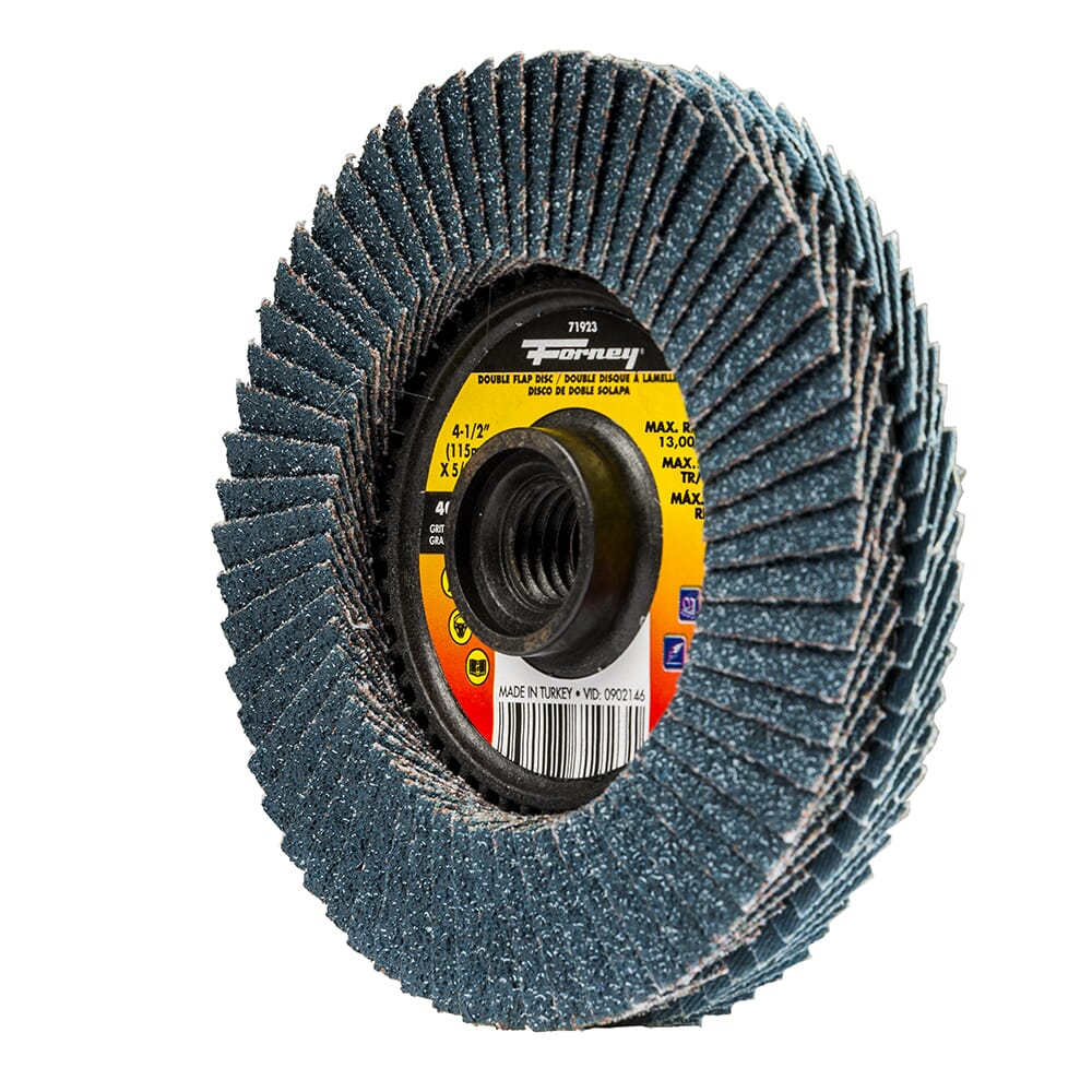 Double Sided Flap Disc, 40/80 Grits, 4-1/2 in
