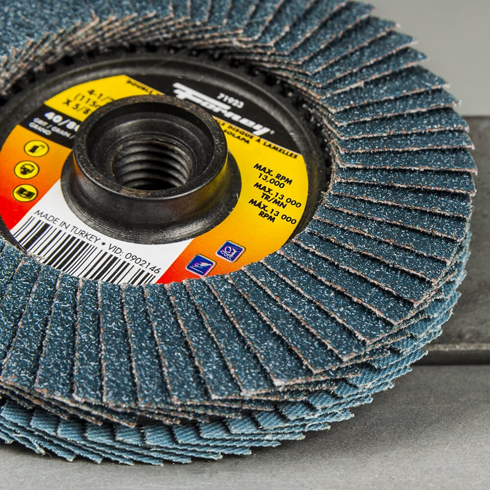Double Sided Flap Disc, 40/80 Grits, 4-1/2 in