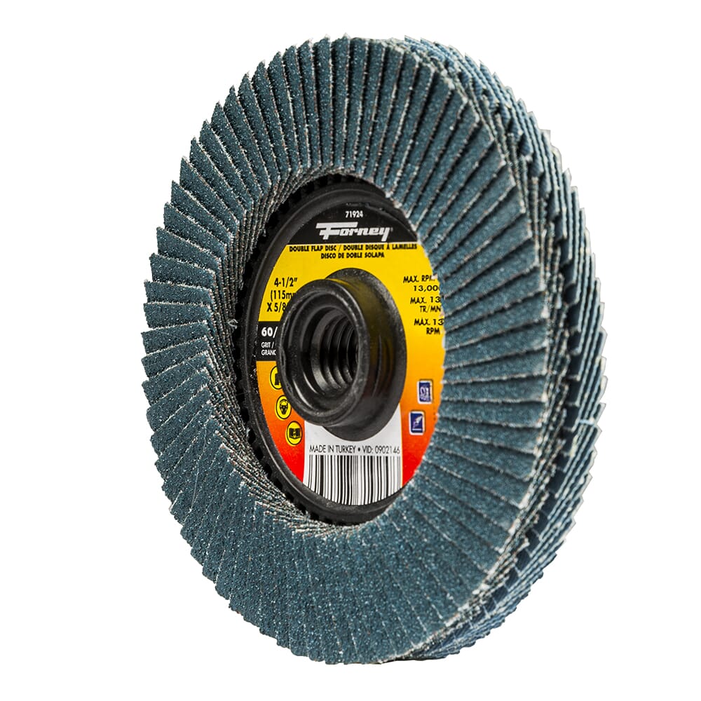 Double Sided Flap Disc, 60/120 Grits, 4-1/2 in